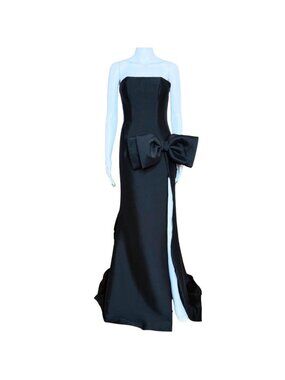 Jovani Black Strapless  Gown with Bow 49195 Size 2 NWT